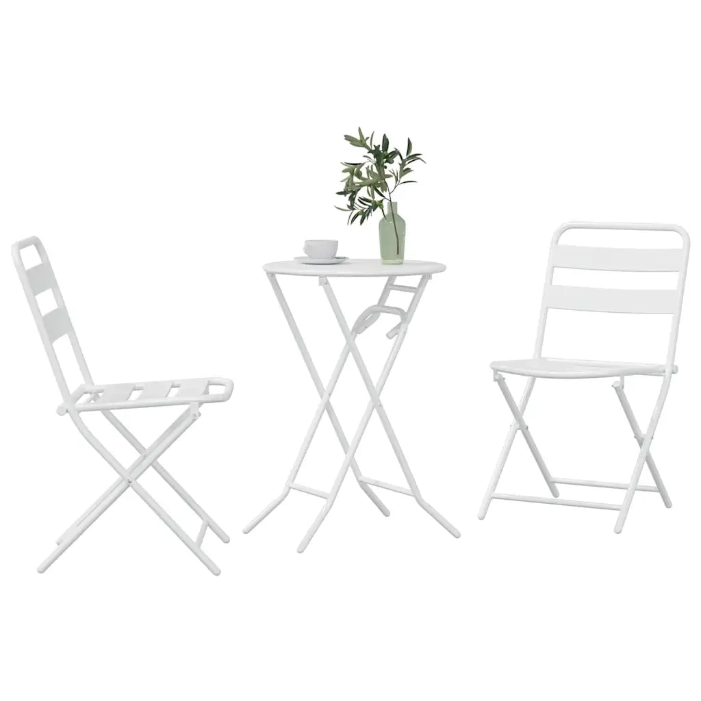 Set Bistro da Giardino 3 pz | Set Salotto da Giardino Bianco Acciaio