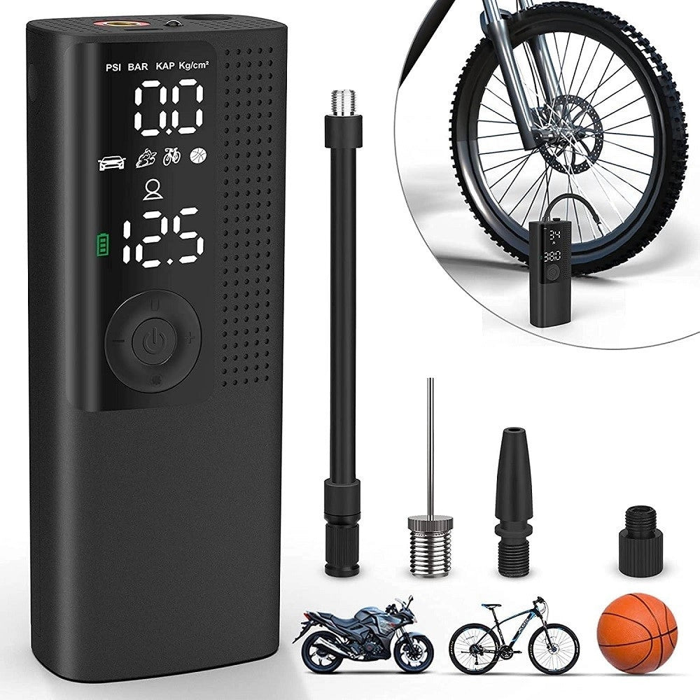 Trade Shop - Mini Compressore Portatile Pompa Elettrica Aria Display Lcd Moto Auto Bici Palla -