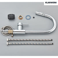 JANA | Rubinetto cucina estensibile Premium in acciaio inox cromato | Miscelatore arco alto gastronomia alta pressione ruotabile a 360° 2 attacchi