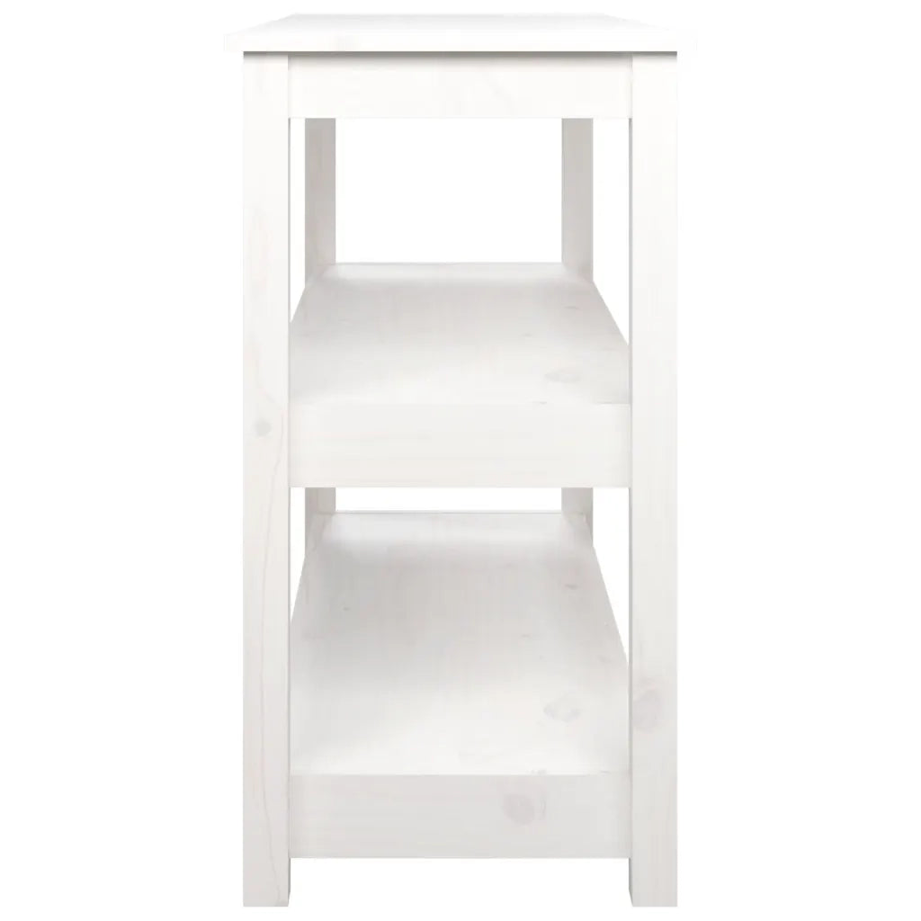 Tavolo Consolle Bianco 110x40x74 cm in Legno Massello di Pino