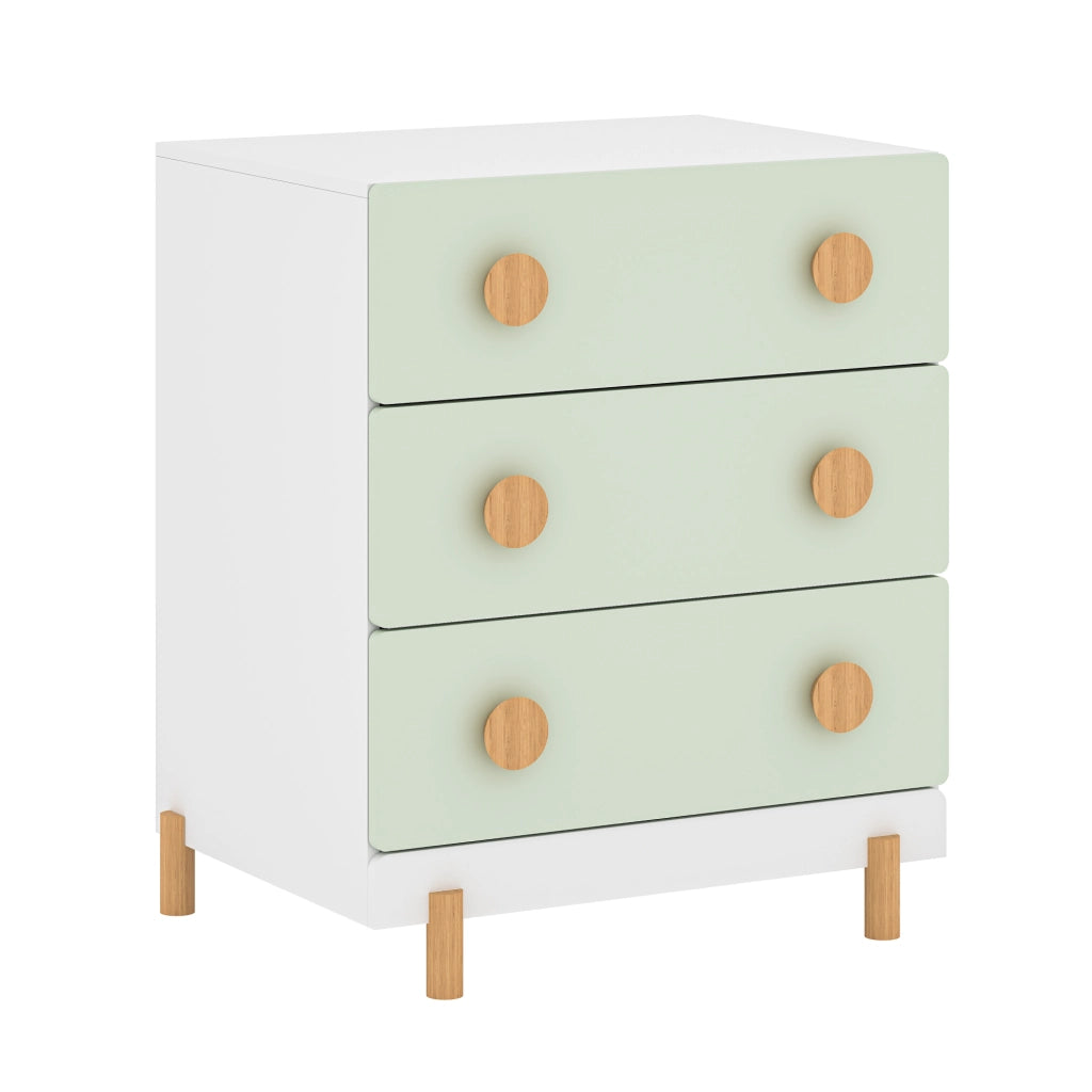Cassettiera Vaarentaa per Cameretta con 3 Cassetti 66x55x41 cm - Bianco/Verde Menta [en.casa]