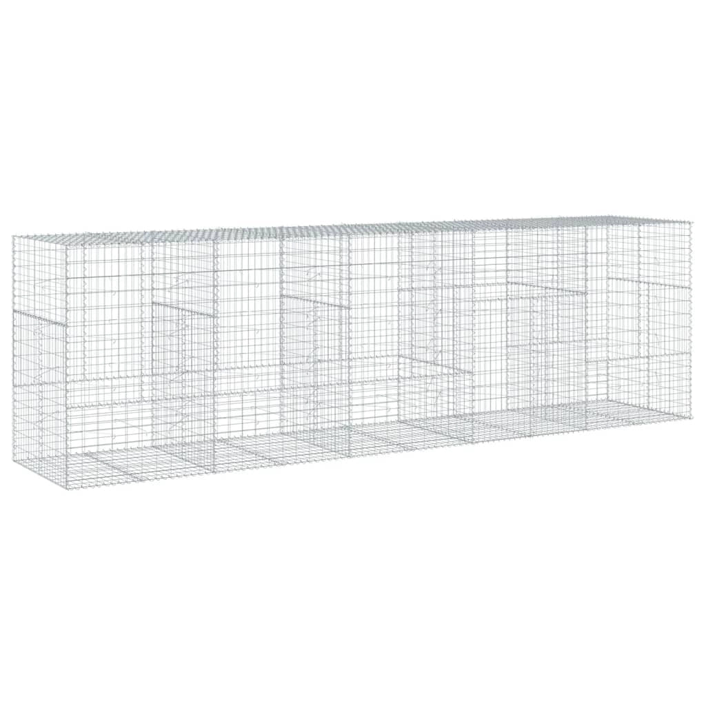 Gabbione recinto a gabbia muro di contenimento con coperchio 500 x 100 x 150 cm ferro zincato argento 02_0040170