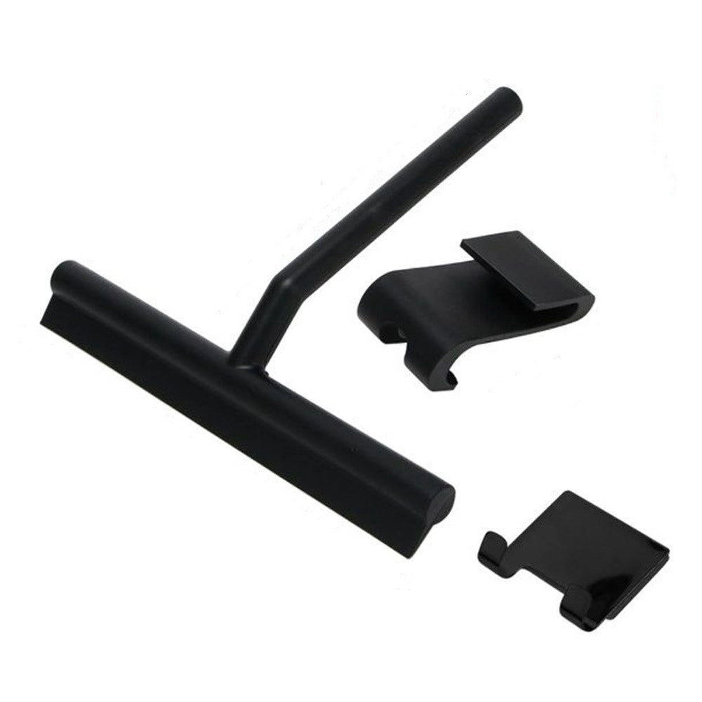 Trade Shop - Set 3pz Tergivetro Per Doccia Gancio Doppio Per Porta Box Appendino Adesivo Nero 87833 -