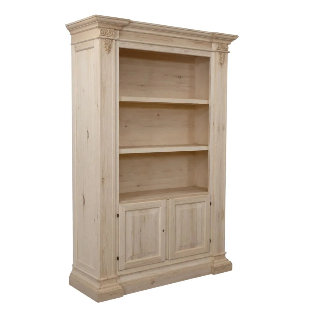 Libreria classica 2 porte 2 ripiani in legno grezzo l.145 p.50 h.202 (407) - Mobili 2G