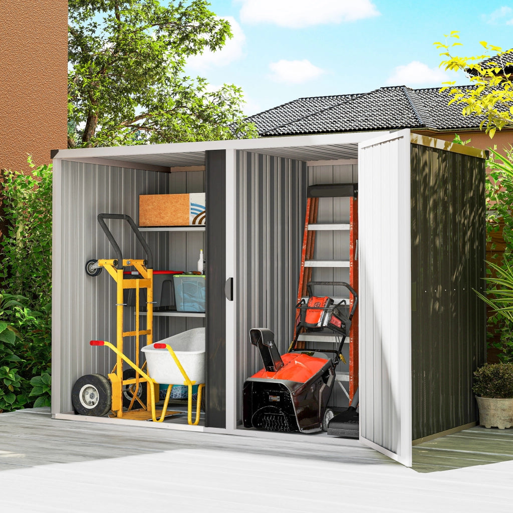 Capanno da Giardino in Acciaio Zincato, Porta Bloccabile, 231 x 125 x 162 cm, Grigio