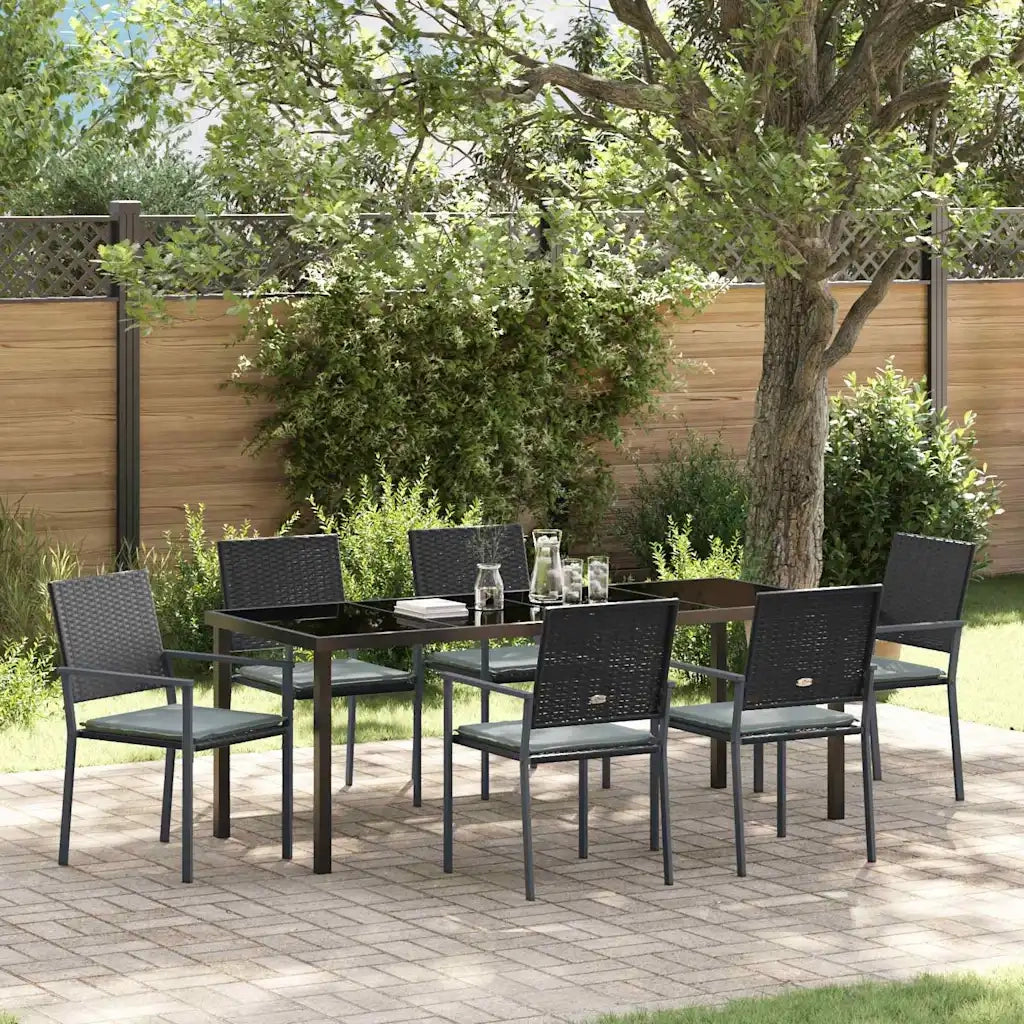 Set da Pranzo per Giardino 7 pcs Nero e Grigio Chiaro 3379077