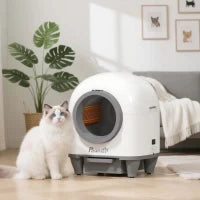 Lettiera Autopulente per Gatti 1-5 kg con Box per Fragranza e Sacchetti, in PP, 55.5x51x58.5 cm, Bianco e Grigio