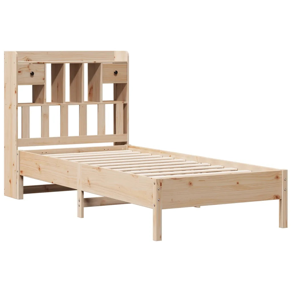 Giroletto con Libreria senza Materasso-Struttura Letto con contenitore 75x190 cm in Legno Pino 746677