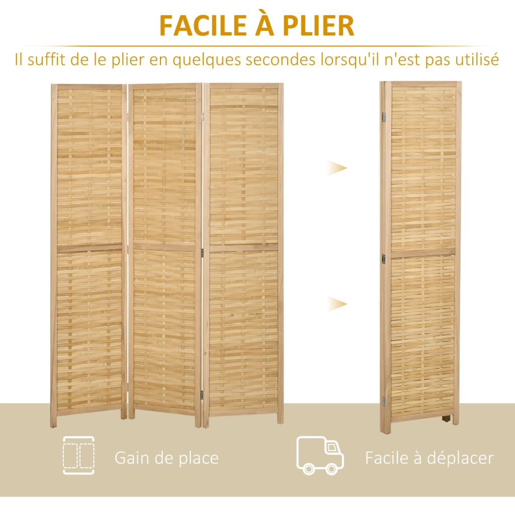 Paravento 3 pannelli in bamb¨´ ¨C zephmum ¨C 120x170 cm naturale chiaro