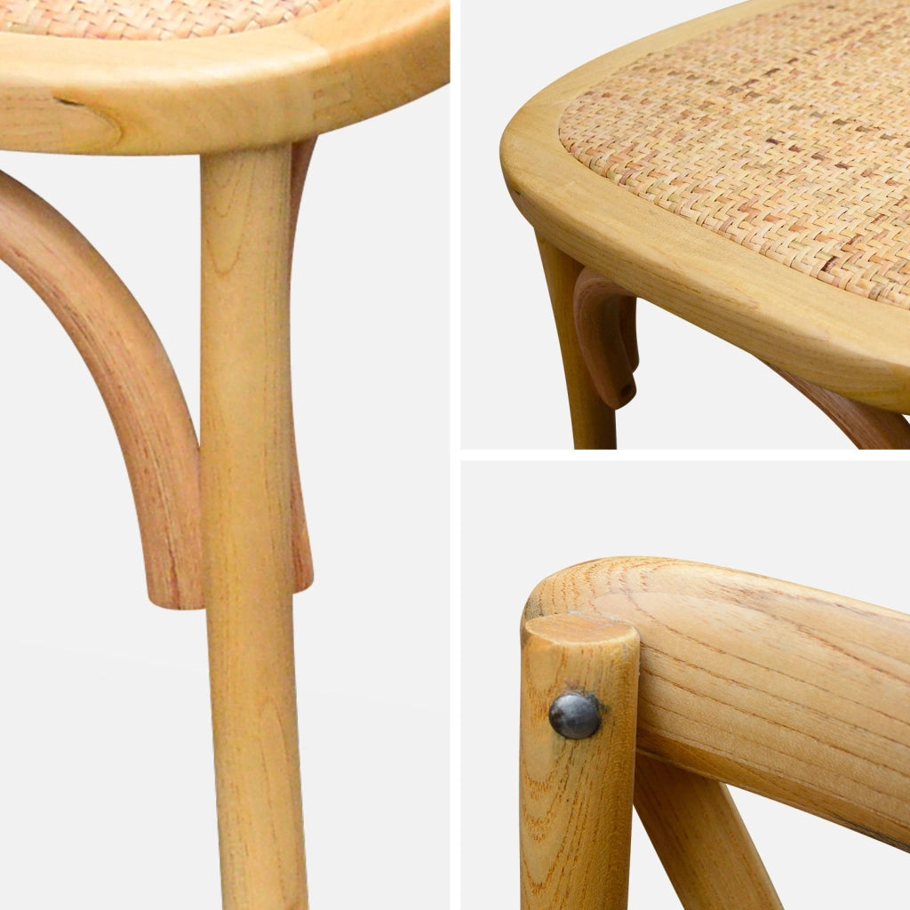 Set 4 sedie da bistrot vintage in legno, marrone naturale