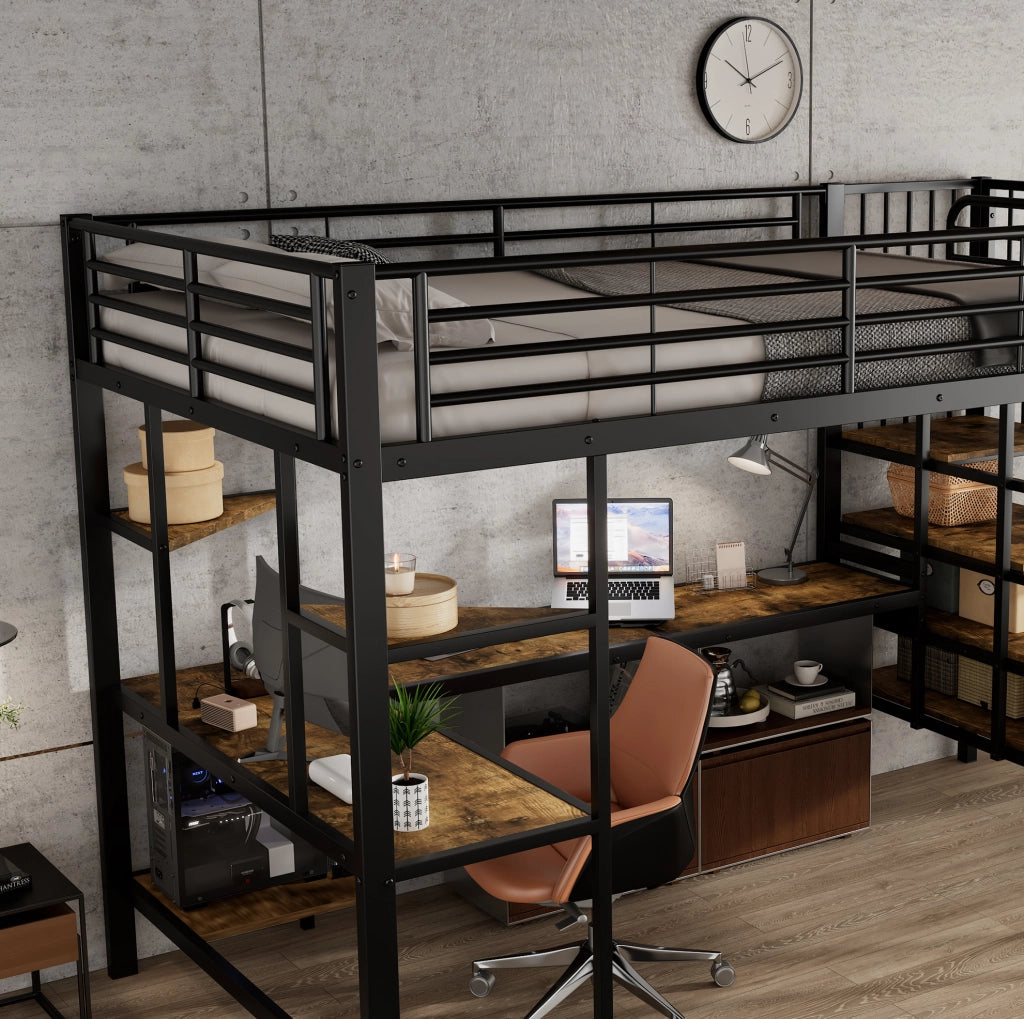 Letto a soppalco 120x200 cm con scrivania e ricarica
