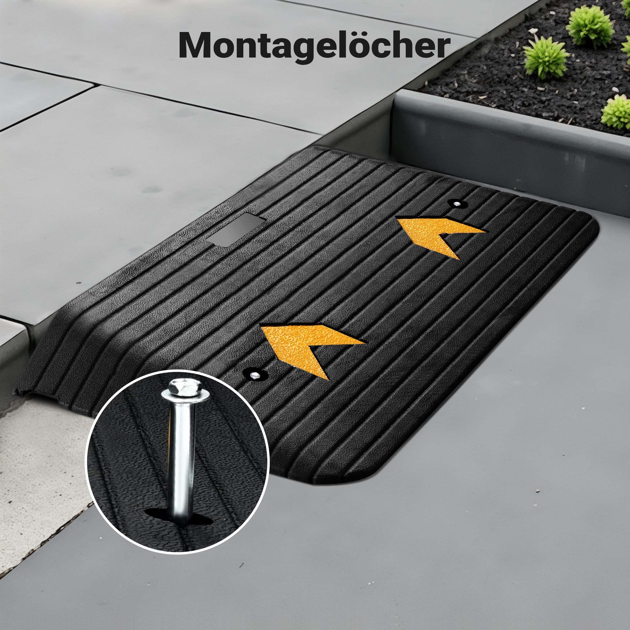 Rampa in gomma per marciapiede e soglia 901,7x457,2x76,2 mm max 50 t con elementi riflettenti