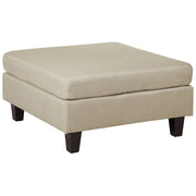 Pouf Poggiapiedi Tessuto Beige Imbottito Quadrato Minimalista Moderno