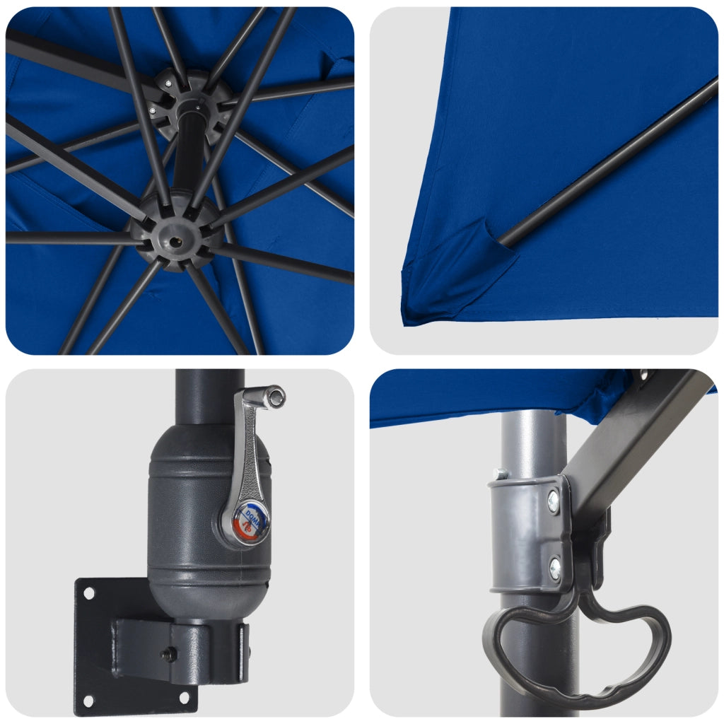 Ombrello da Patio Blu Azzurro Acciaio, Poliestere Grande
