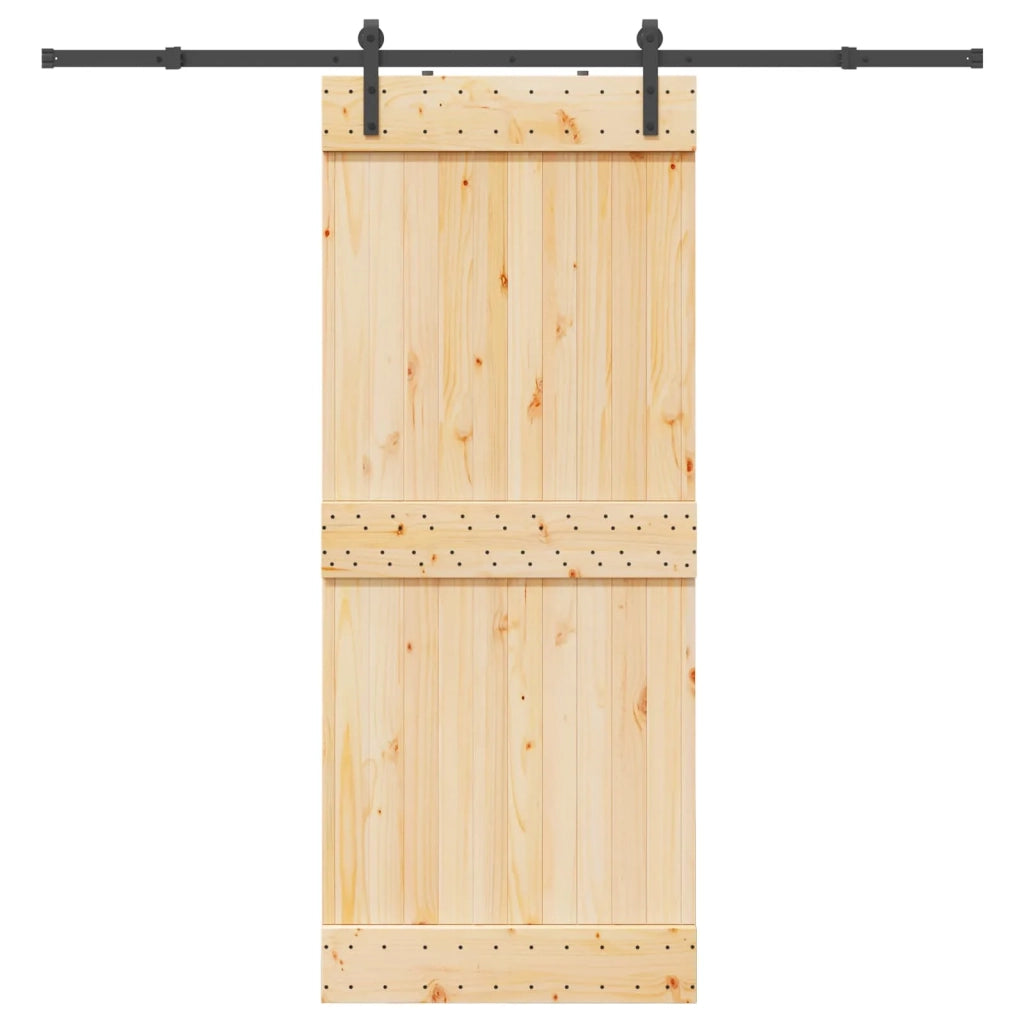 Porta scorrevole NARVIK Naturale e Nero 85 x 210 cm (213,5 cm) 3445259