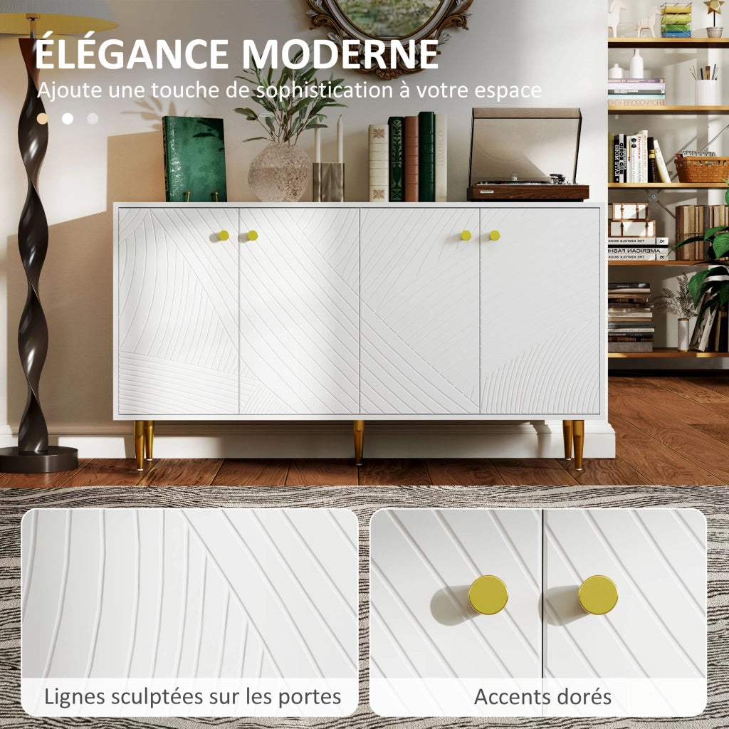 Armadio da soggiorno con ripiani regolabili e ante ¨C Zephmum ¨C Bianco 140x35x77.5 cm