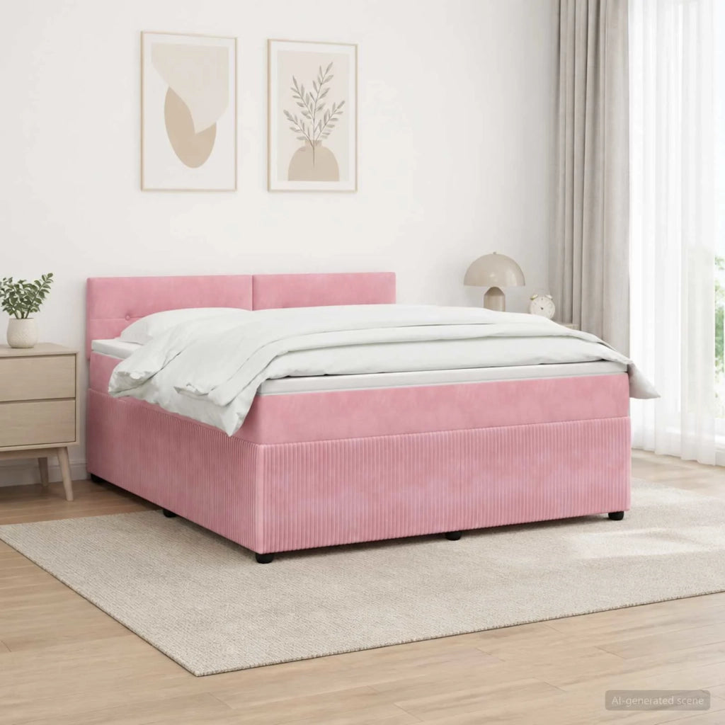 Letto box spring con materasso Rosa 160 x 200 cm Velluto 3451714