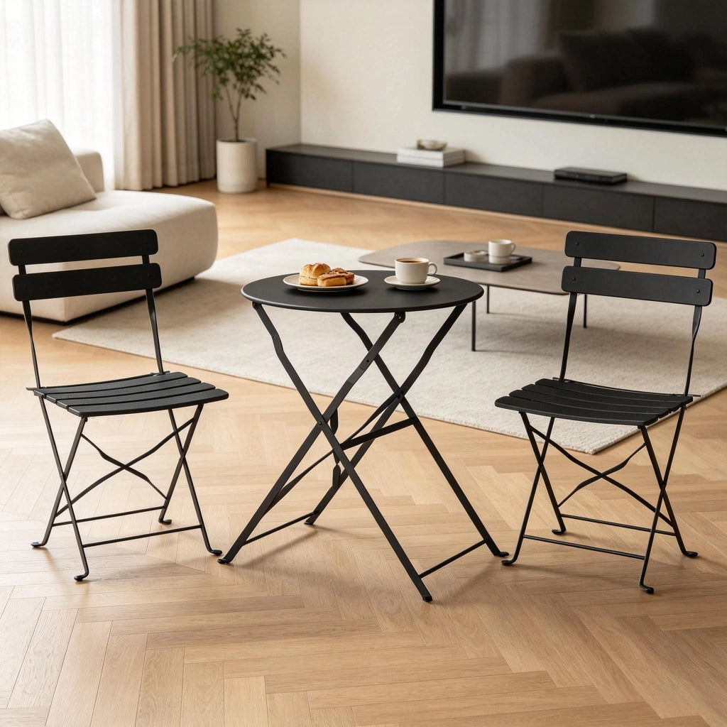 TAVOLO Bistro pieghevole 120x80 cm in legno naturale con 4 sedie
