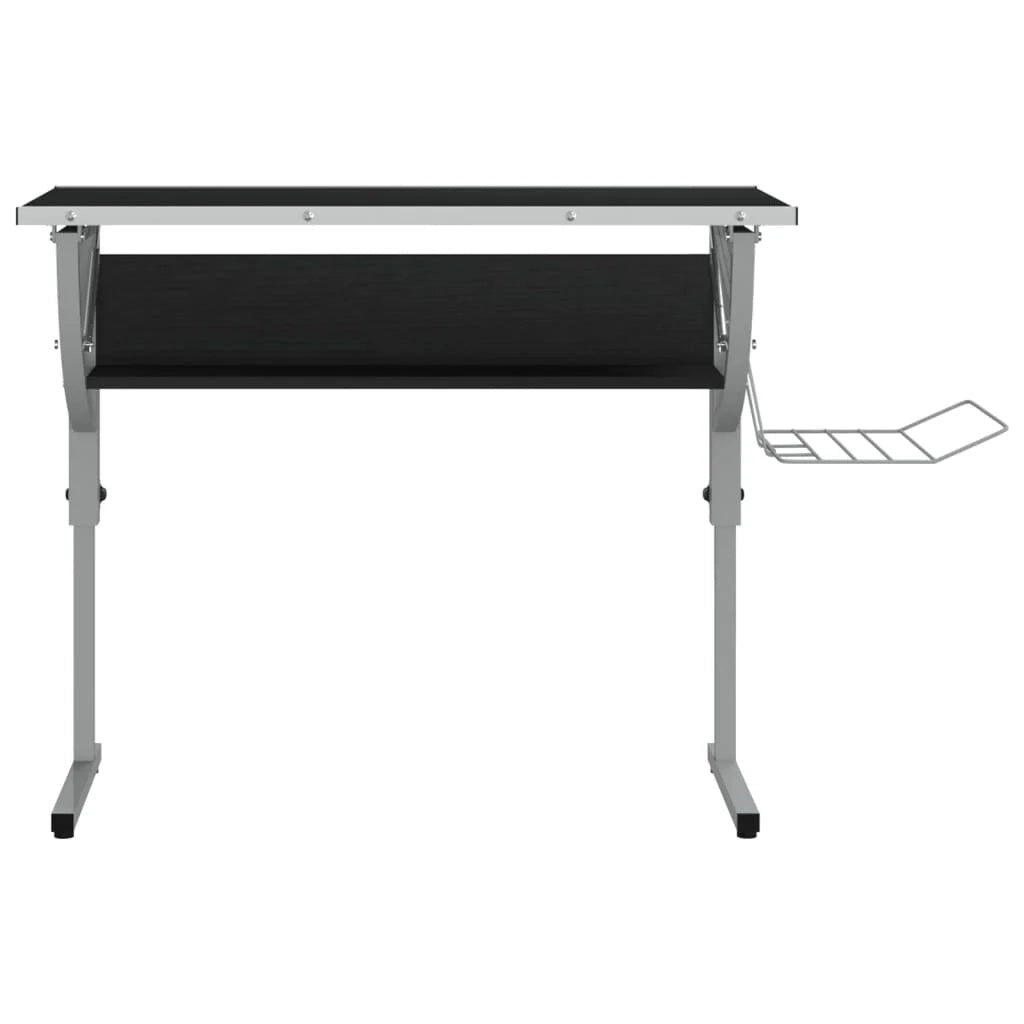 Scrivania tavolo postazione di lavoro mobile per computer studio al computer artigianato 110 x 53 x (58-87) cm nero 02_0023700