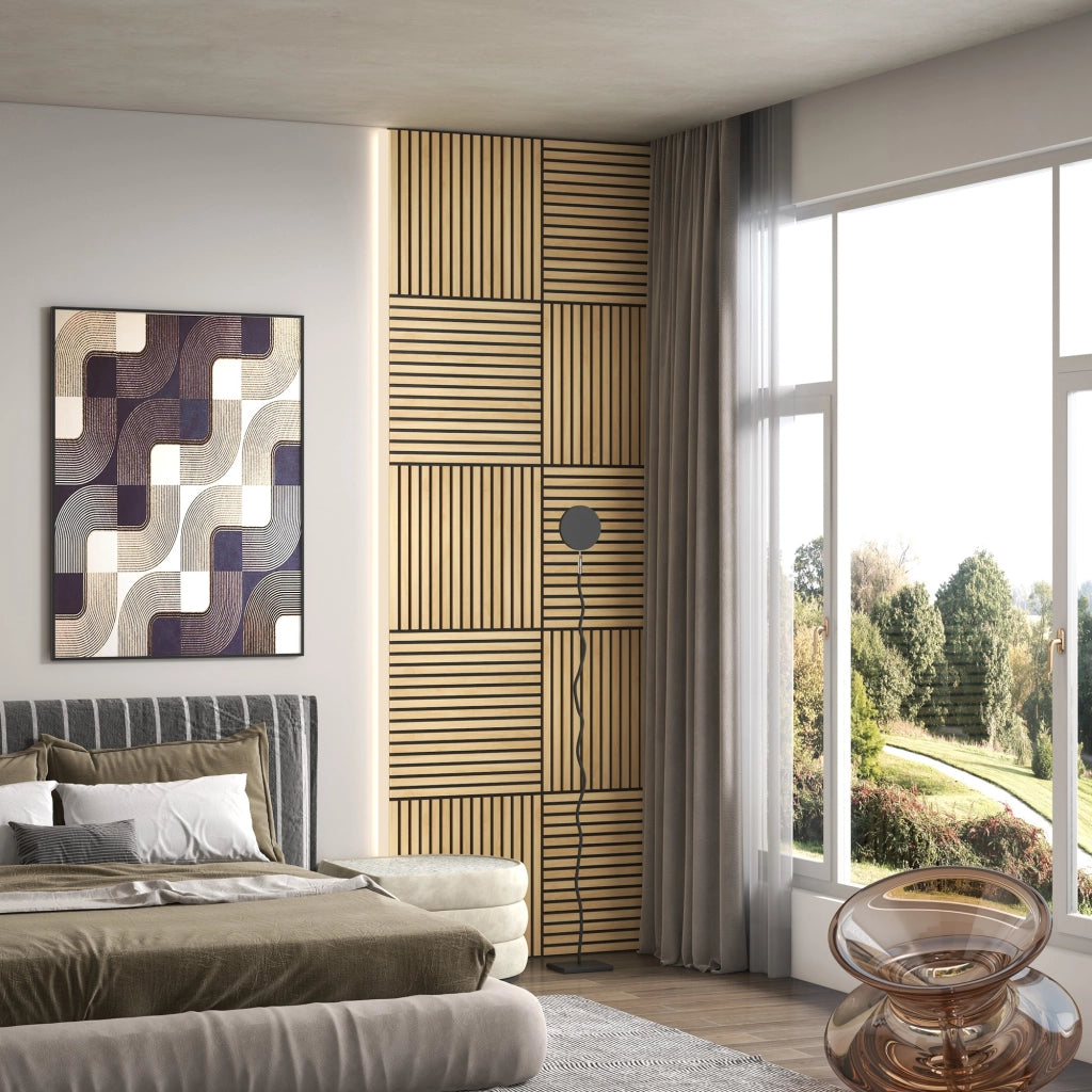 Pannello Fonoassorbente ¨C zephmum ¨C MDF e Poliestere Colore Quercia 60x60x4 cm