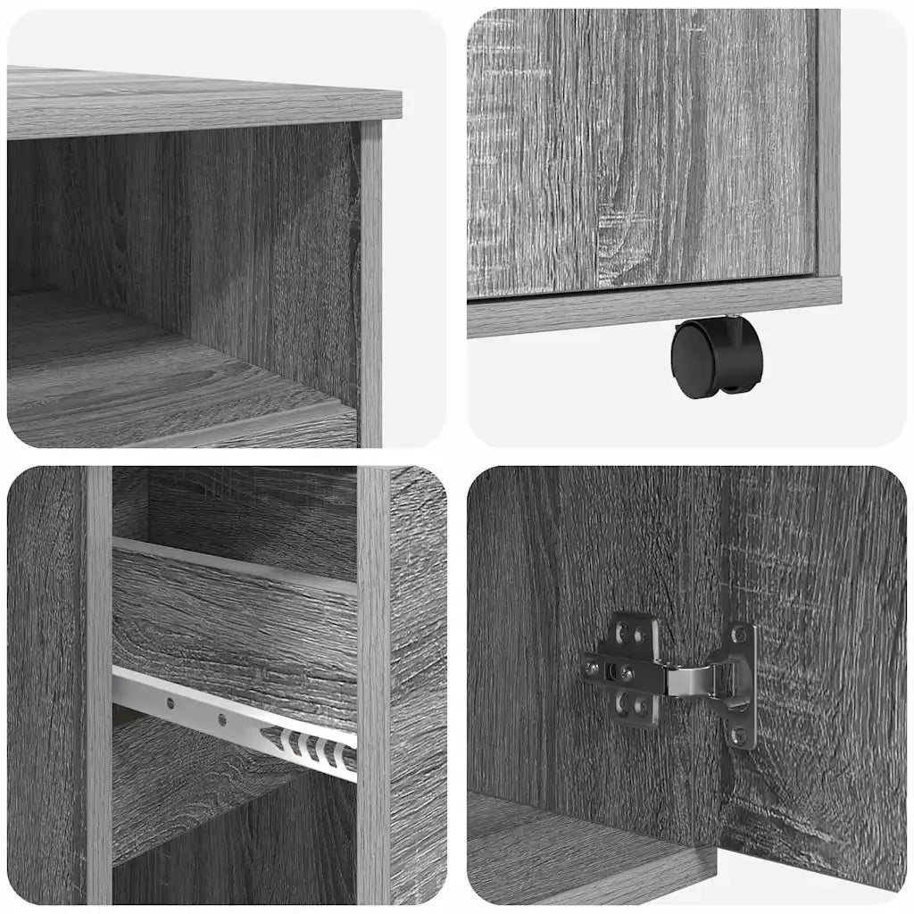 Scrivania | Tavolo da Ufficio con Ruote con cassetto Grigio Sonoma 91 x 50 x 77 cm