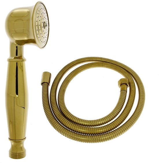 Retro douchekop con goccia con tubo da doccia - realizzato in ottone con superficie dorata