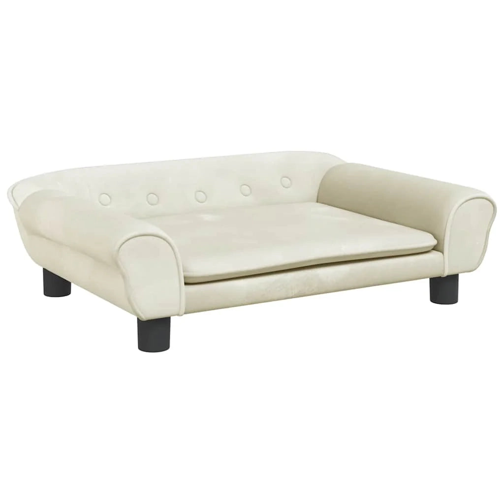 Cuccia per cani a forma di cesto comoda 70 x 48 x 22 cm velluto crema 02_0042884