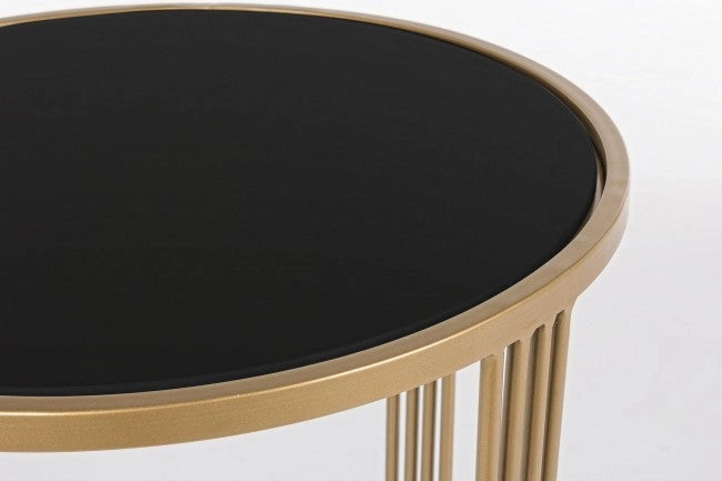Set 2 Tavolino Afef Oro/Nero in Metallo