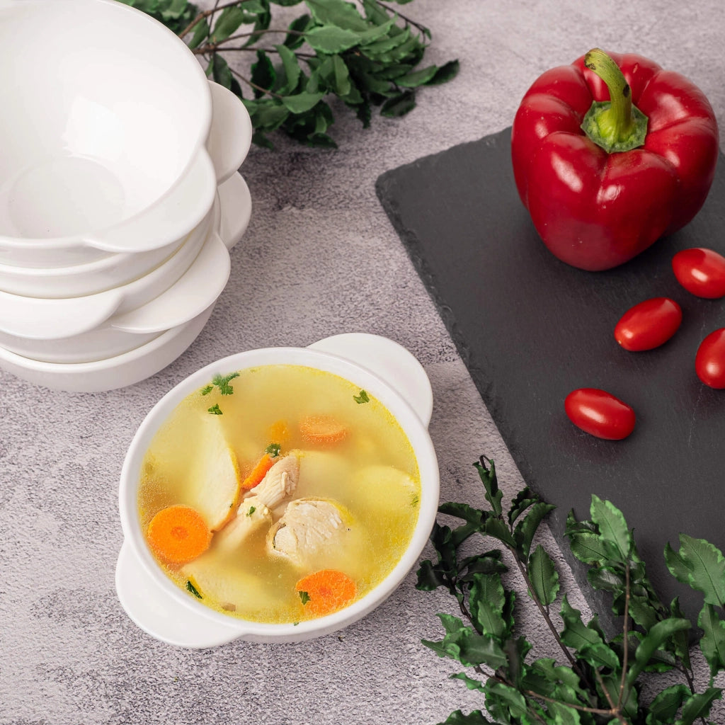 Ciotola KADAX da 500 ml per zuppa, borscht, ramen, brodo, bianca, 6 pezzi