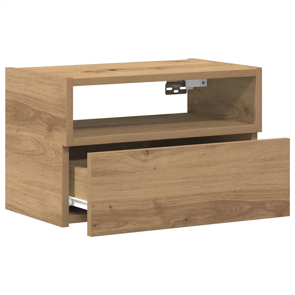 vidaXL Comodini a Muro 2 pz Rovere Artigianale 45x26x28,5 cm
