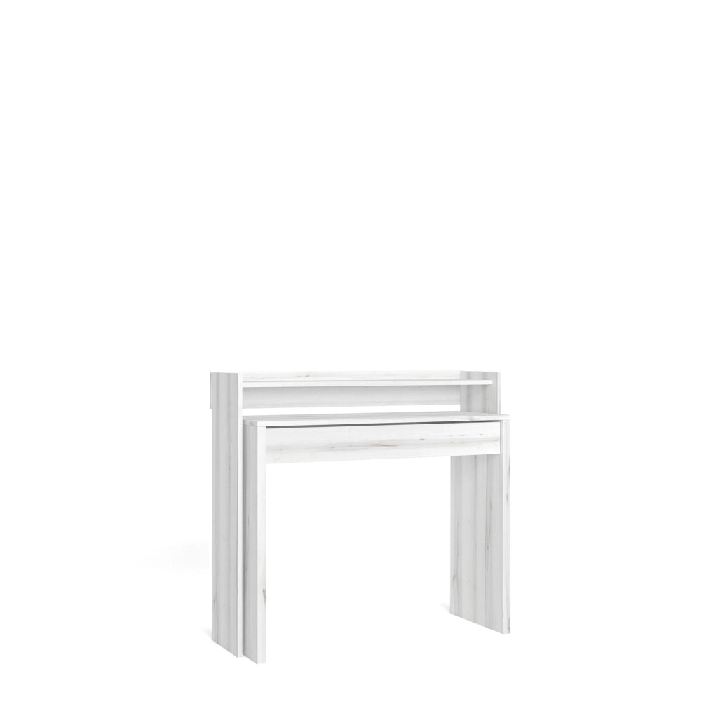 Scrivania Salvaspazio, 99x90x35cm, retrattile, Scrivanie Moderne, Bianco venato