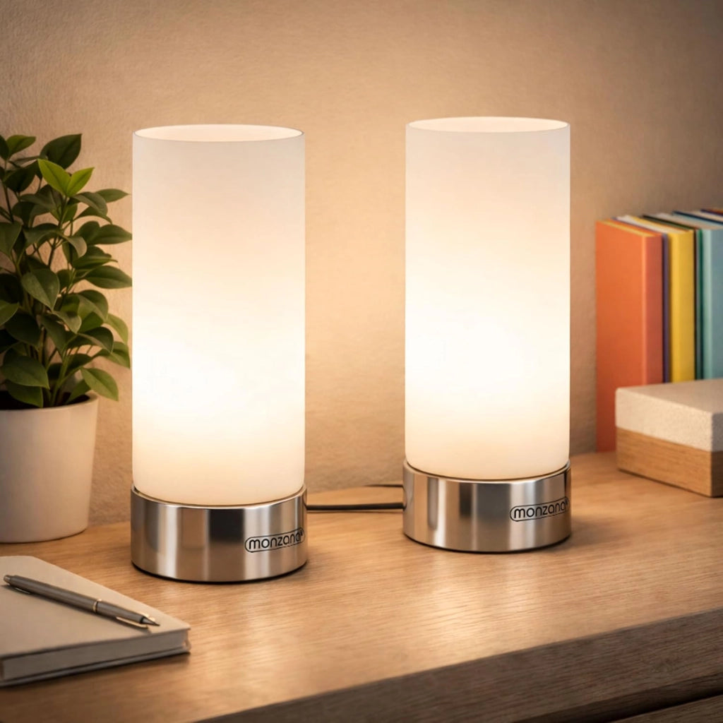 2x Lampade Comodino Touch Incl. Lampadine LED Dimmerabile E14 Luce Notturna Lettura Soggiorno Scrivania