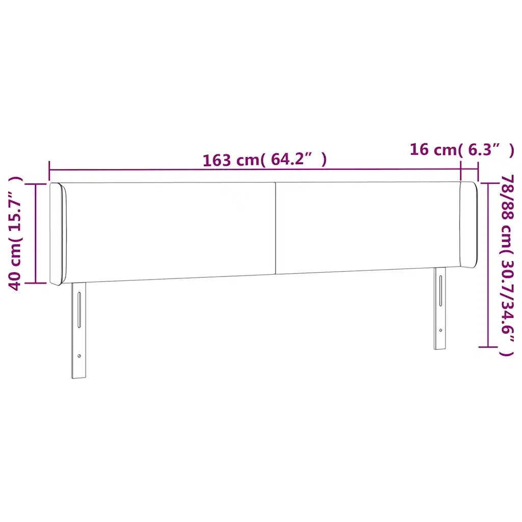 Testiera a LED Blu Scuro 163x16x78/88 cm in Velluto 3123014
