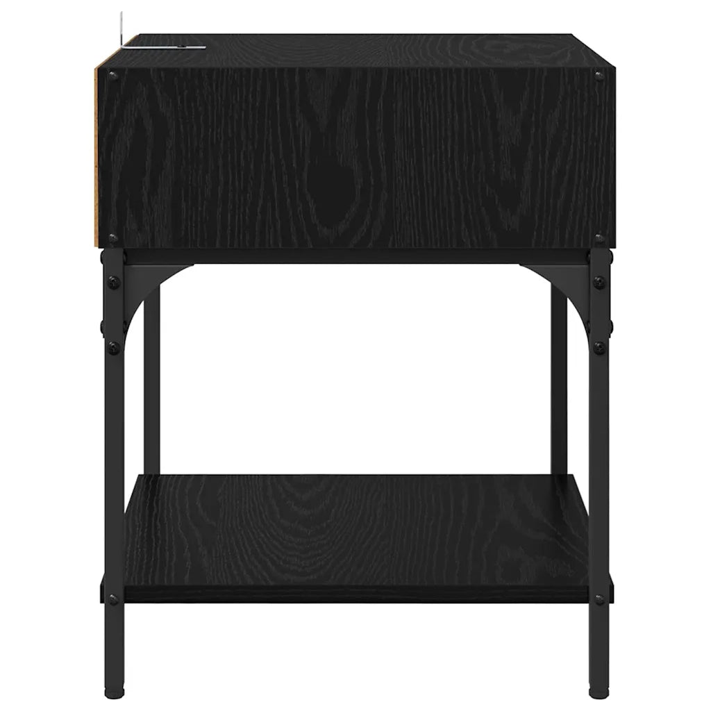 Comodino-Tavolino da notte Rovere Nero 40 x 40 x 50 cm Legno multistrato