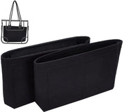 Organizzatore per borsa a due stili con tessuto velt, con chiusura a cerniera, nero, 22,5 x 14 x 9,4 cm