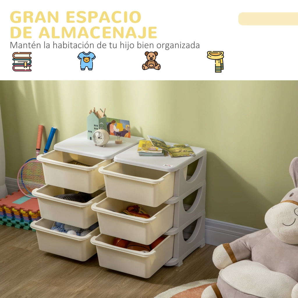 Cassettiera per bambini con 6 cassetti ¨C Minimal ¨C 75x37x56,5 cm crema