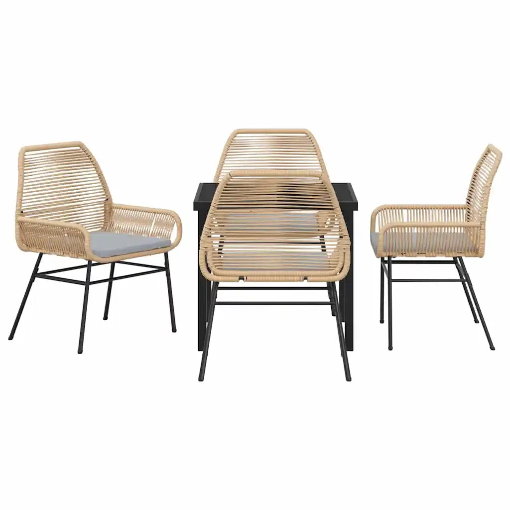 Set da Pranzo per Giardino con cuscino 5 pcs Marrone polyrattan