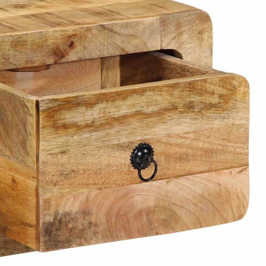 Mobile TV da parete salvaspazio 100 x 32 x 25 cm pratico contenitore stile contemporaneo legno massello di mango grezzo 02_0058066