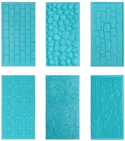 Fondantmat 6 Stuks - Getextureerde Mat - Materiale Kunststof - Mallen Flessibili - Boomschors/Baksteen/Hout - Patterni Realistici - Cakevorm