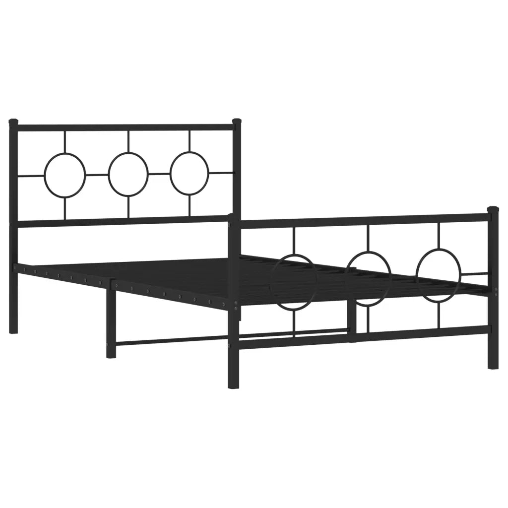 Giroletto con Testiera e Pediera-Struttura Letto Metallo Nero 107x203 cm 648817