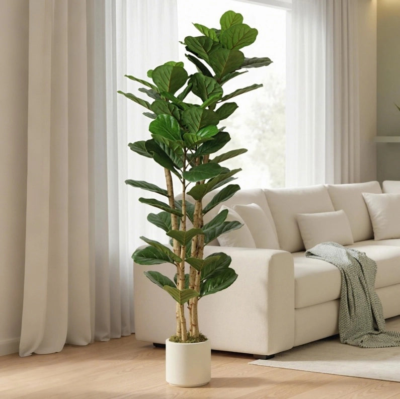 Ficus artificiale 55x55x180 cm ultra realistico in plastica verde