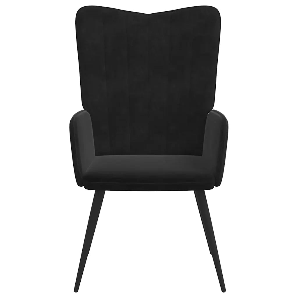 Poltrona Relax | Sedia Relax con Sgabello Nero in Velluto