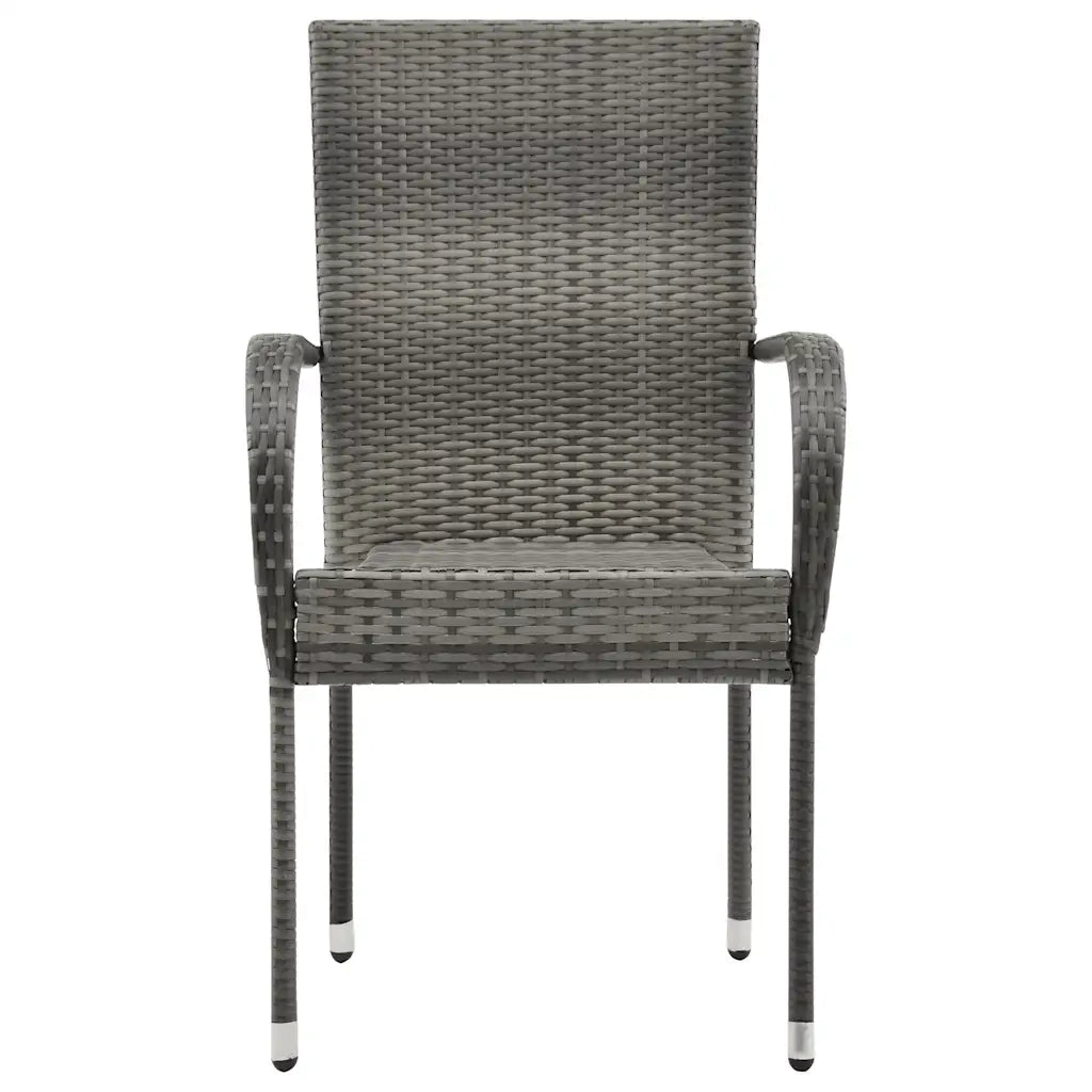 Sedie da Esterno Impilabili 2 pz Grigie in Polyrattan cod mxl 24701