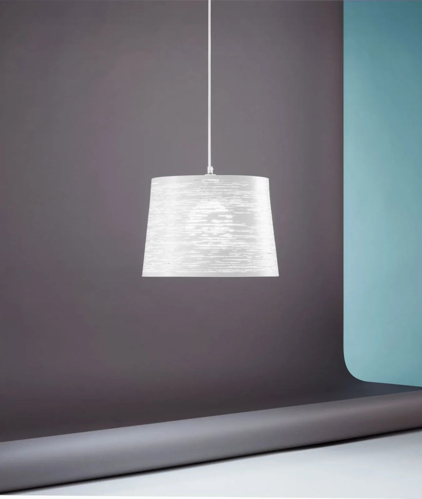 SLOT Sospensione 1 luce in metallo verniciato bianco con paralume  attacco E27
