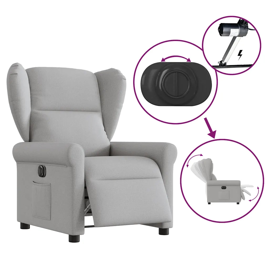 Poltrona Elettrica Reclinabile Grigio Nuvola in Tessuto 3303363