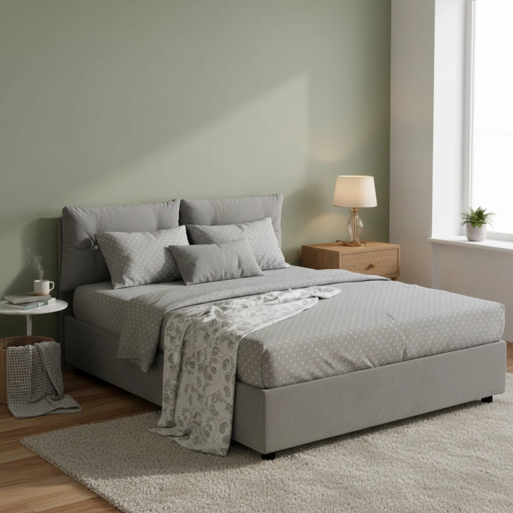 Letto Matrimoniale Andrealo, Letto Matrimoniale Materasso Incluso Made in Italy, Grigio