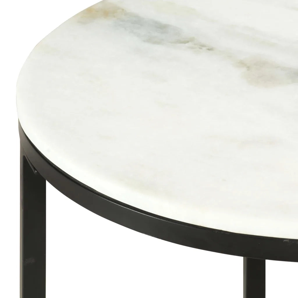 Tavolino da CaffÃ¨ Bianco e Nero Ã˜65 cm in Vero Marmo Solido cod mxl 15176