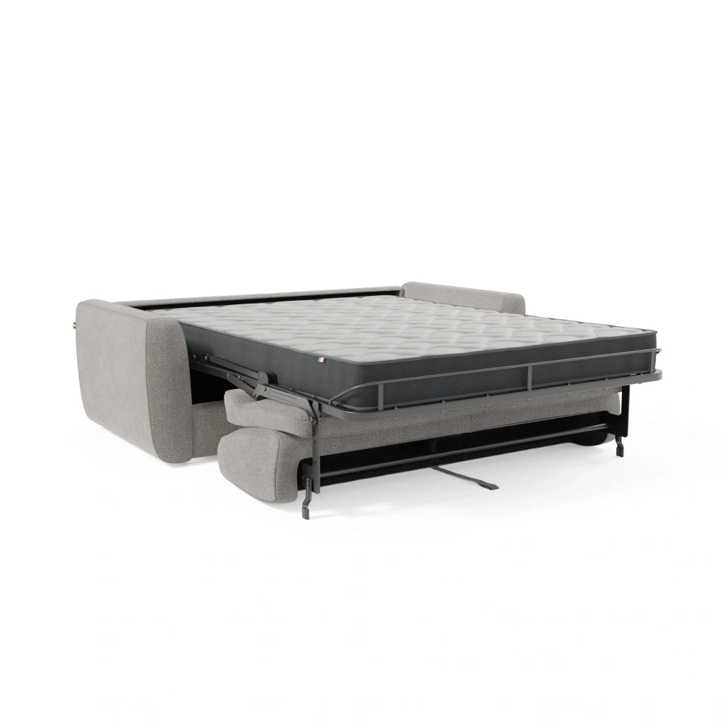 Leonida Divano letto sfoderabile e materasso H18 cm - vano portaguanciali in tessuto Smacchiabile T23 222 cm grigio
