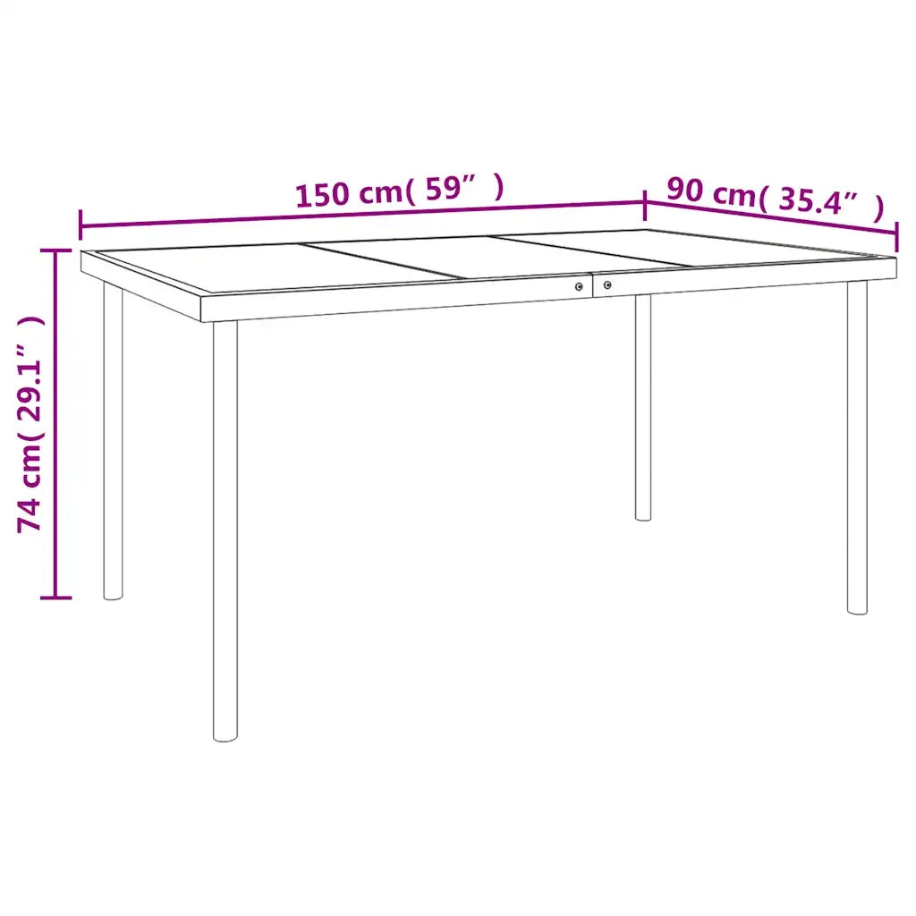 Set da Pranzo da Giardino 7 pz Nero in Acciaio e Textilene 3200679