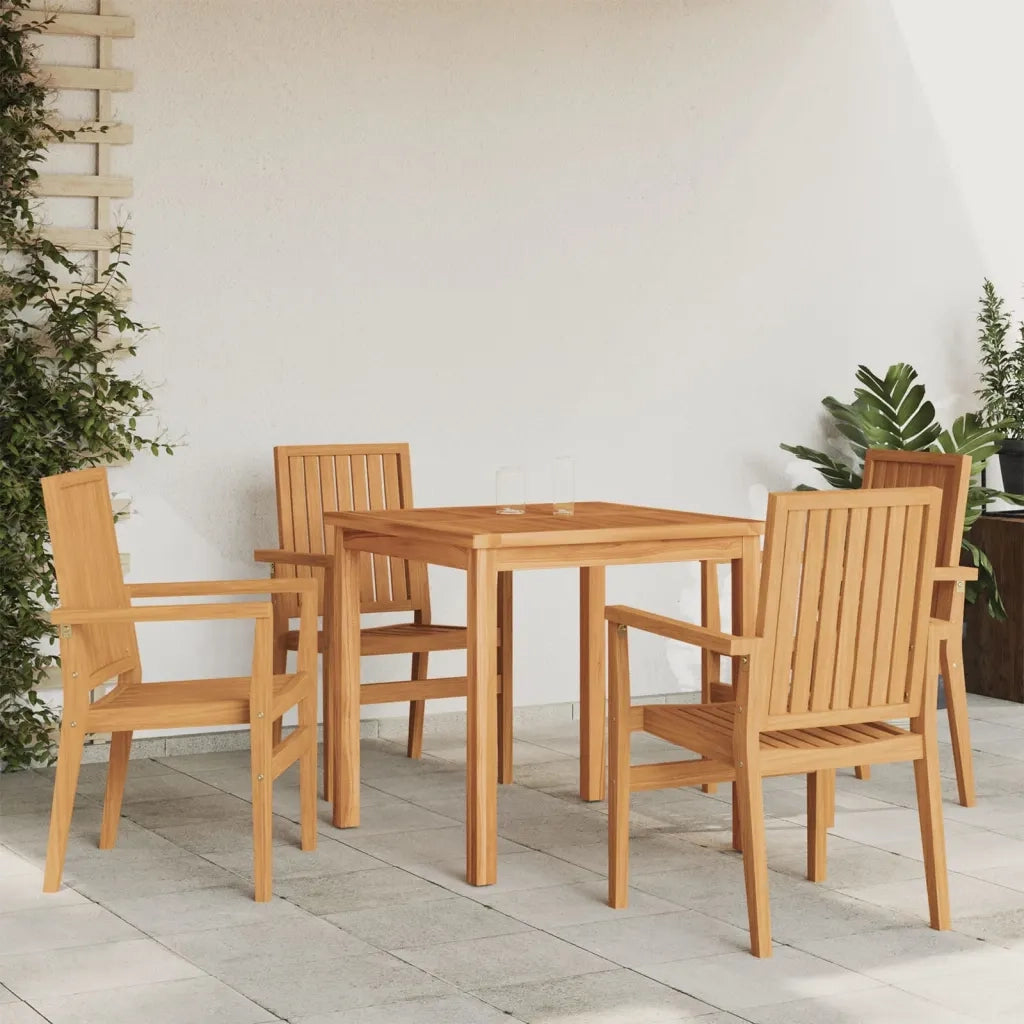 Sedie da Giardino Impilabili 4 pz 56,5x57,5x91 cm Massello Teakcod mxl 118007